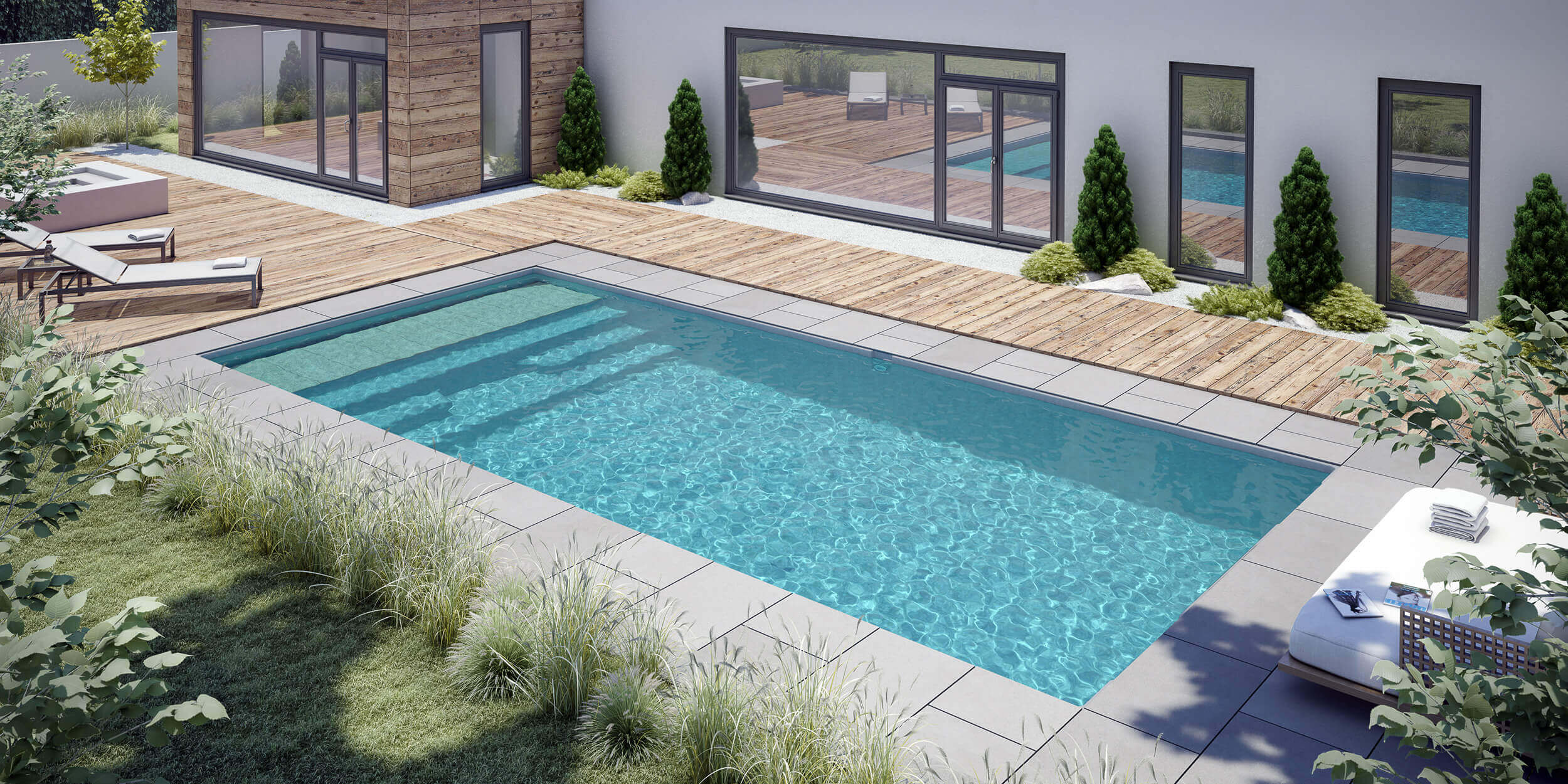 Pearl Range – Safe Swimming Pool With Shutter Submerged Under The Deck