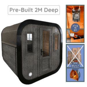 Solid Wood Charcoal Effect Cubic Sauna 2M Deep