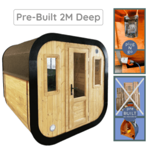 Solid Wood Natural Effect Cubic Sauna 2M Deep