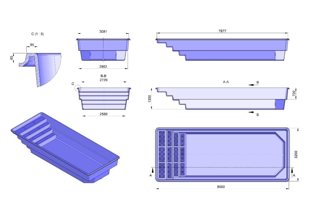 Majorka Swimming Pool 8M X 3.2M X 1.3M